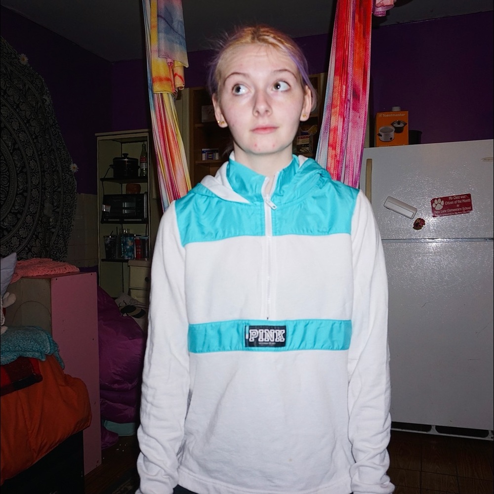 pink hoodie